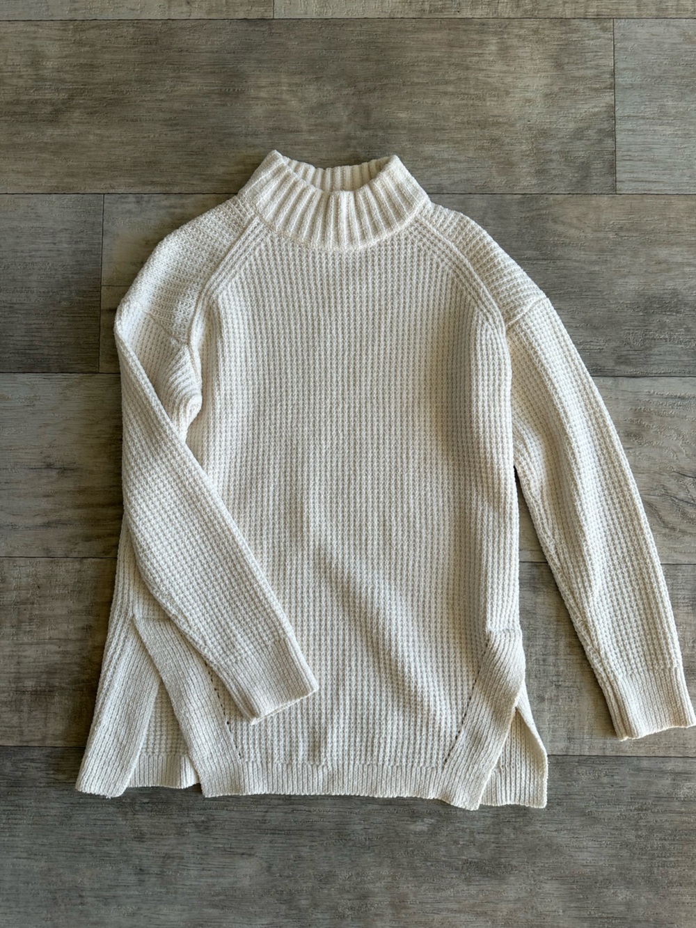 A New Day Cream Chenille Knit Mock Neck Sweater, Size S